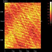 AFM of a GaN layer with growth defects resulting out of scratches in the Al2O3 substrate