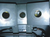 Cold crucible with coil and dust adsorber